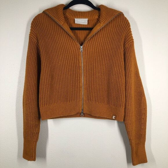 Everlane Sweaters - Everlane Orange Full Zip Up Sweater Jacket Chunky Knit Size Medium